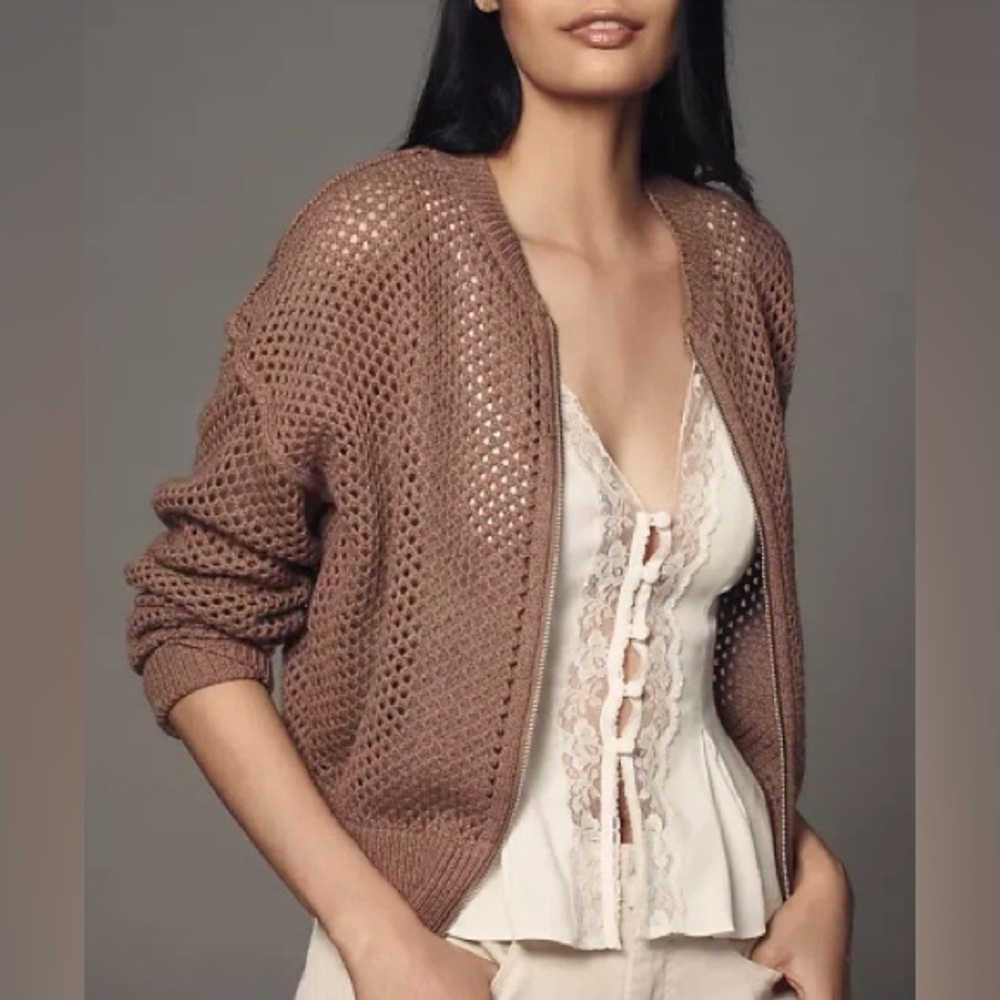 Pilcro Stitchy Bomber Cardigan Sweater